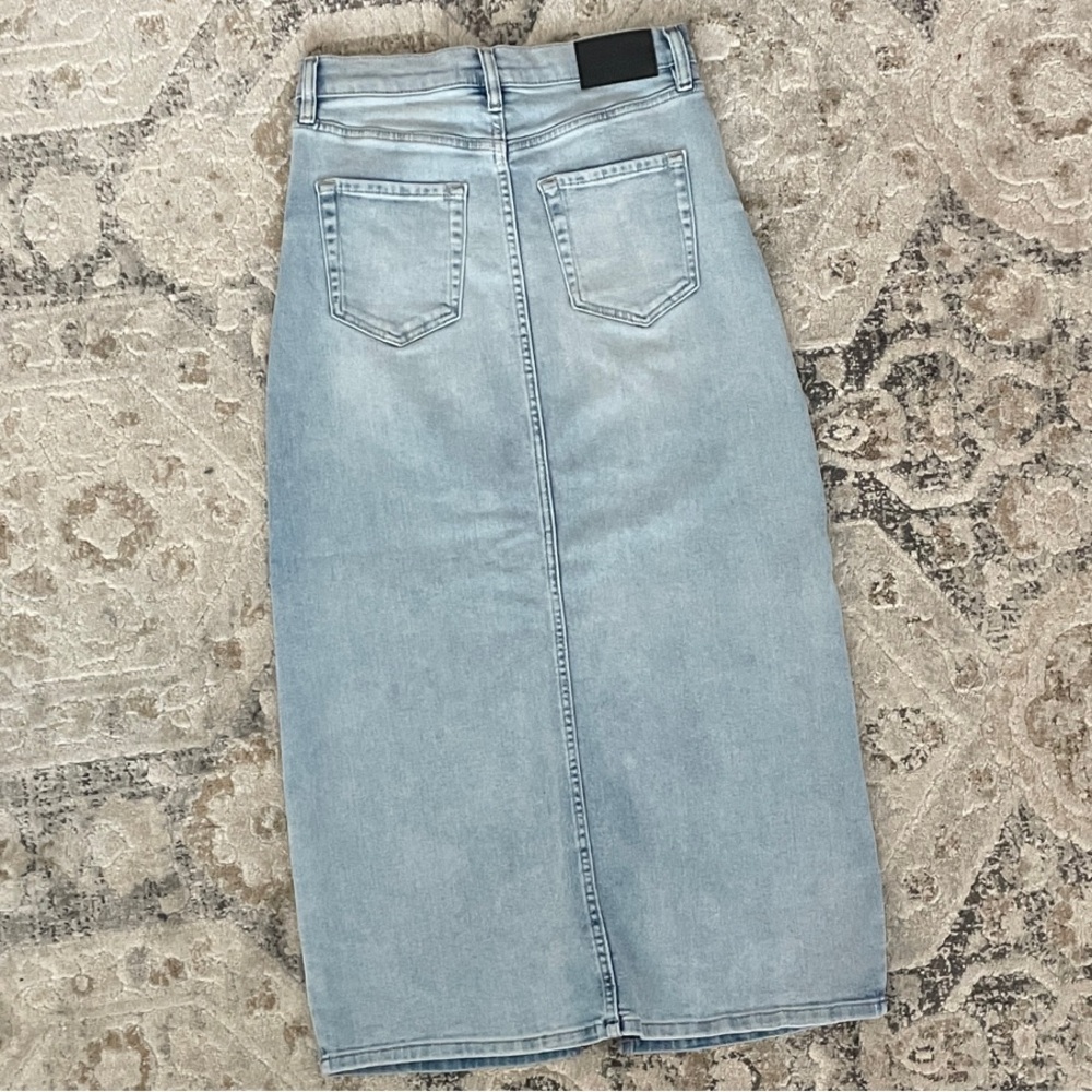 DKNY Denim Maxi Skirt with Front Slit - Picture 2 of 4